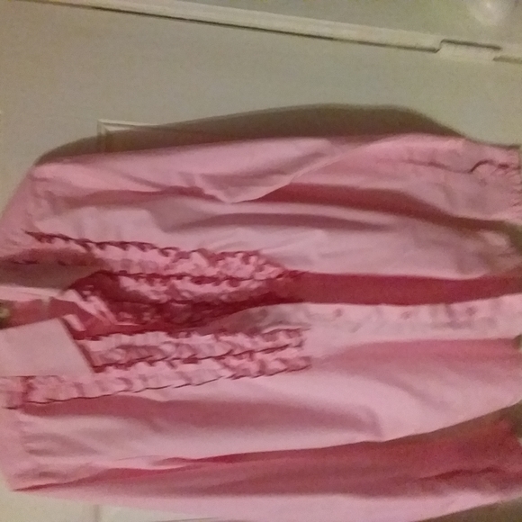 Pink Ruffled Button-Up Shirt - Picture 4 of 6